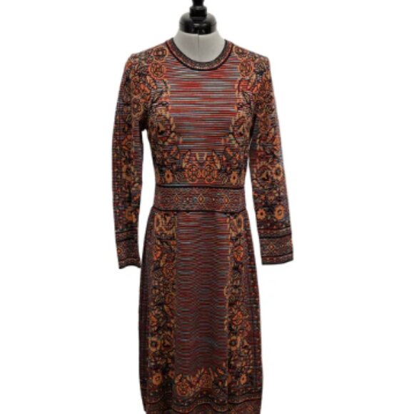 Missoni Knit Wool Blend Dress Multicolour Pattern Long Sleeve Size 44 or 8 - Picture 1 of 12